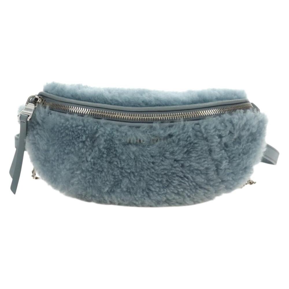 Miu Miu Fur Chain Shoulder Bag Blue